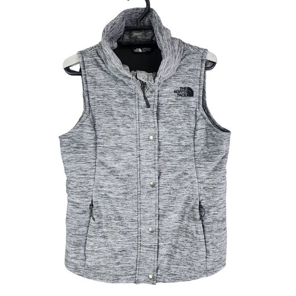 Womens Heather Grey The North Face Vest Jacket Sleeveless Full Zip Mock Neck XS - Picture 1 of 11
